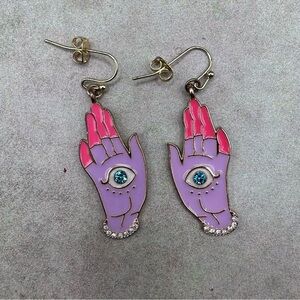 Hamsa earrings with evil eye